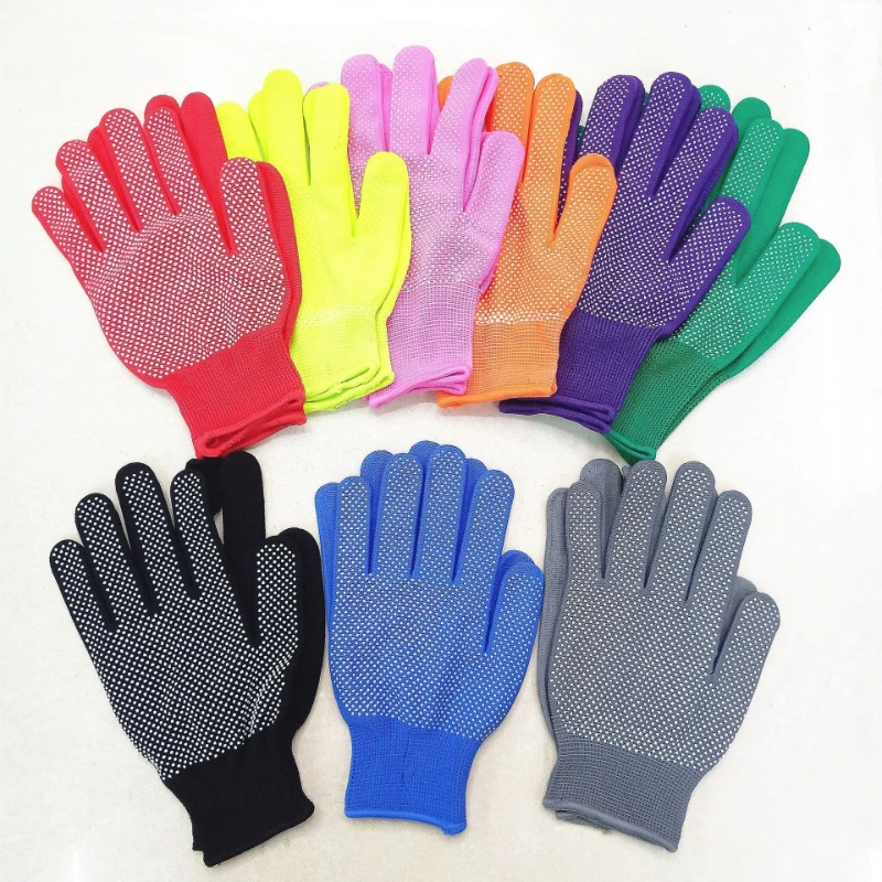 

13-Gauge Multi-Color Nylon Work Gloves with Anti-Slip PVC Dots AbrasionResistant Safety Gloves for Construction Household