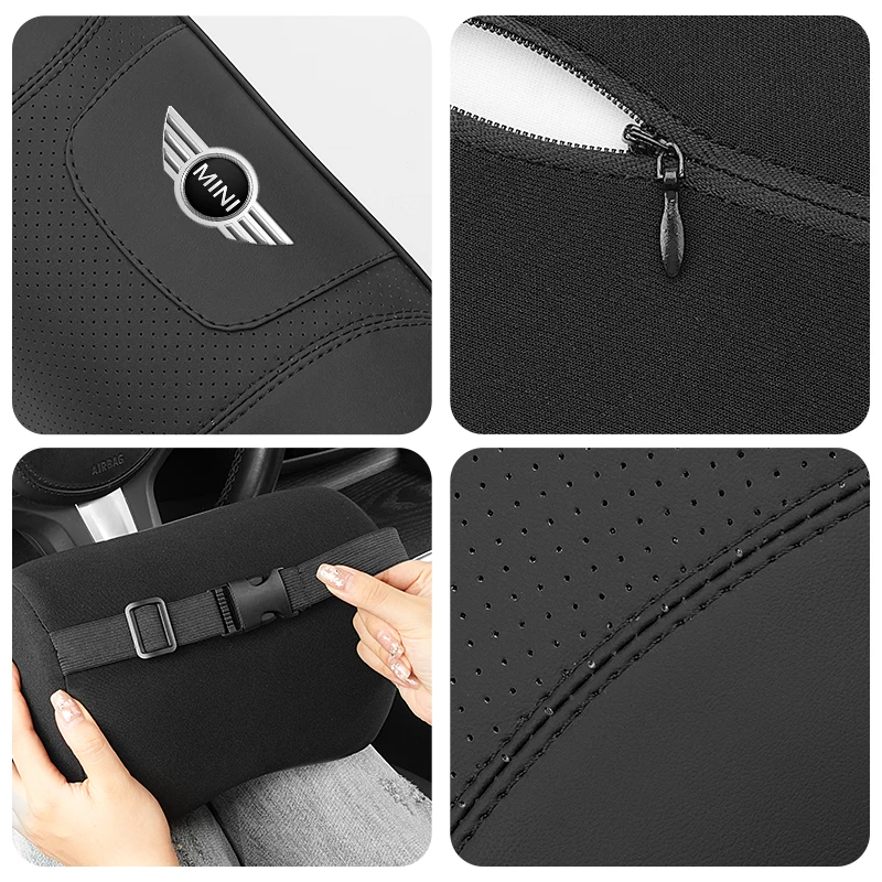 Leather Car Headrest Neck Pillow Lumbar Cushion For MINI Cooper One JCW Clubman Countryman R55 R56 F55 F56 R57 R58 R59 R60 R50