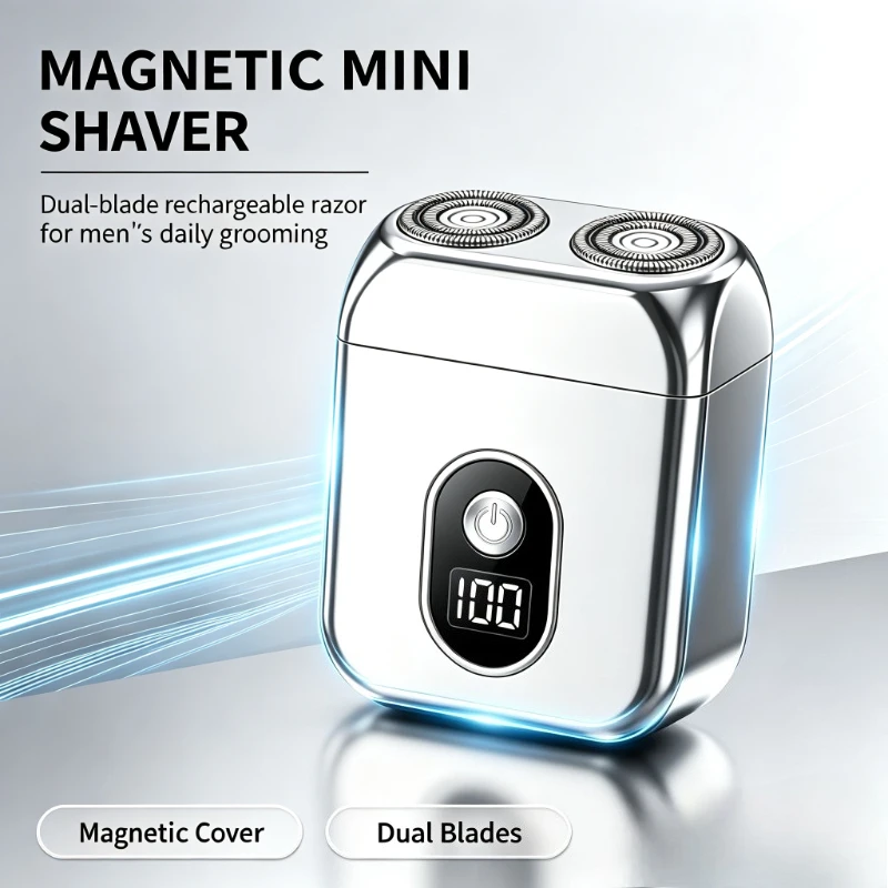 Dual‑Blade Waterproof Magnetic Mini Electric Shaver Rechargeable Compact Portable Men Razor for Home Travel Grooming