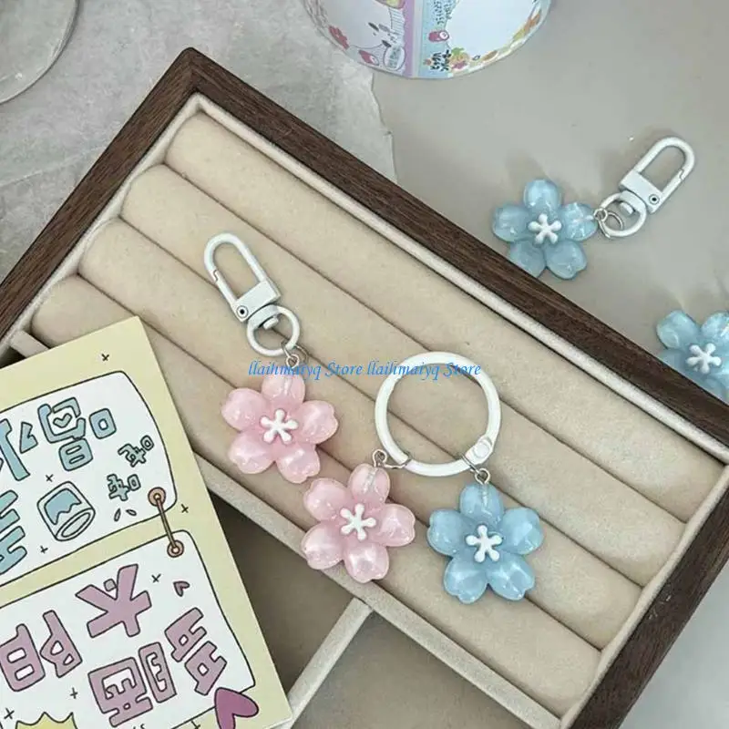 

573B Blue Pink Cherry Keychain Versatile Accessory Enhances Outfits and Practical Use