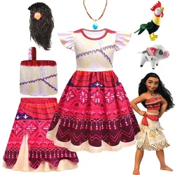 Moana Kids Cosplay Princess Dress Girls Vaiana Costume Carnival Halloween Outfits Birthday Gift Role Play Performance Clothes