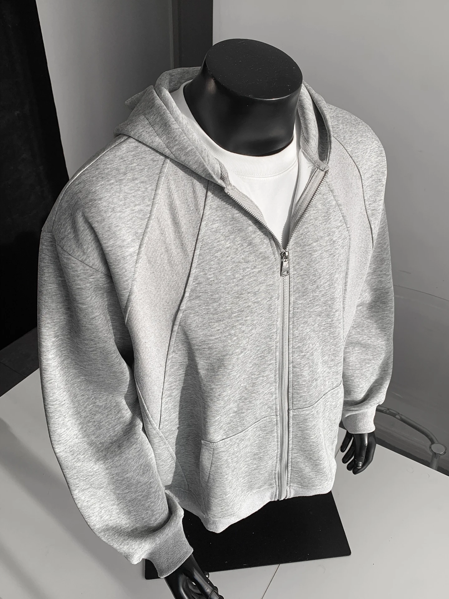 

Мужская свободная толстовка-кардиган Cleanfit в стиле пэчворк с капюшоном, плотная, в американском стиле, для осени