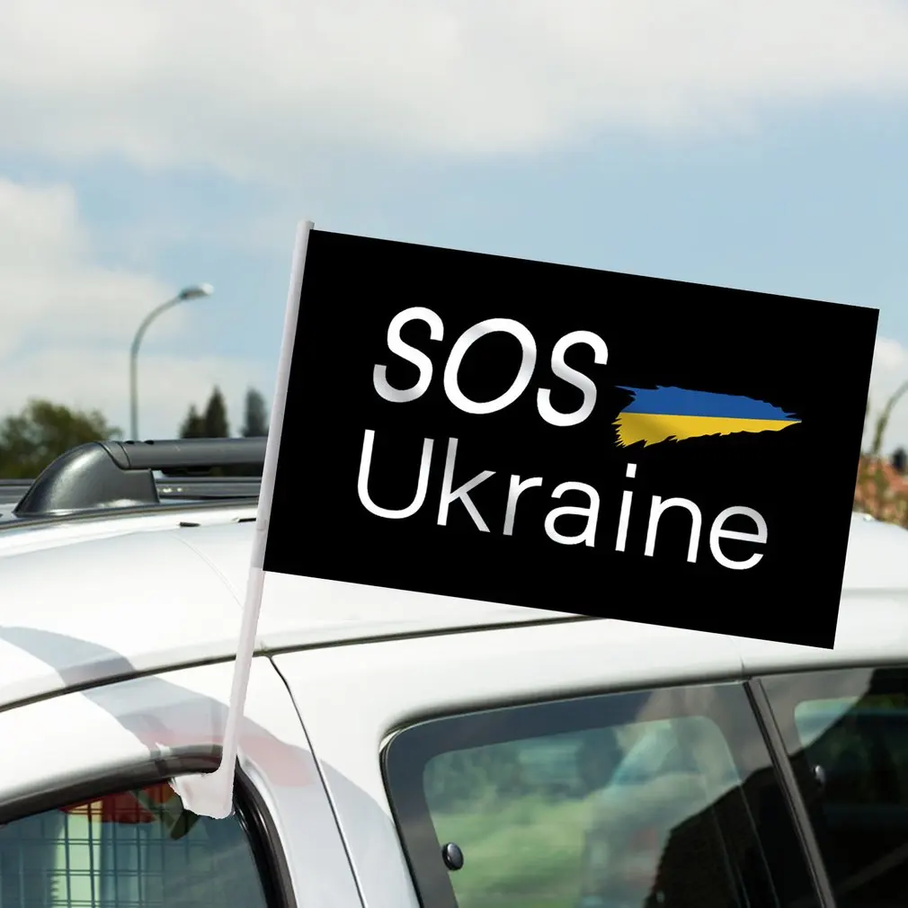 Ukraine Flag Car Window Flag 30*45cm Car Flag HandHeld Flag With Flag Pole - Vivid Color and Fade Resistant Hand Held Stick Flag