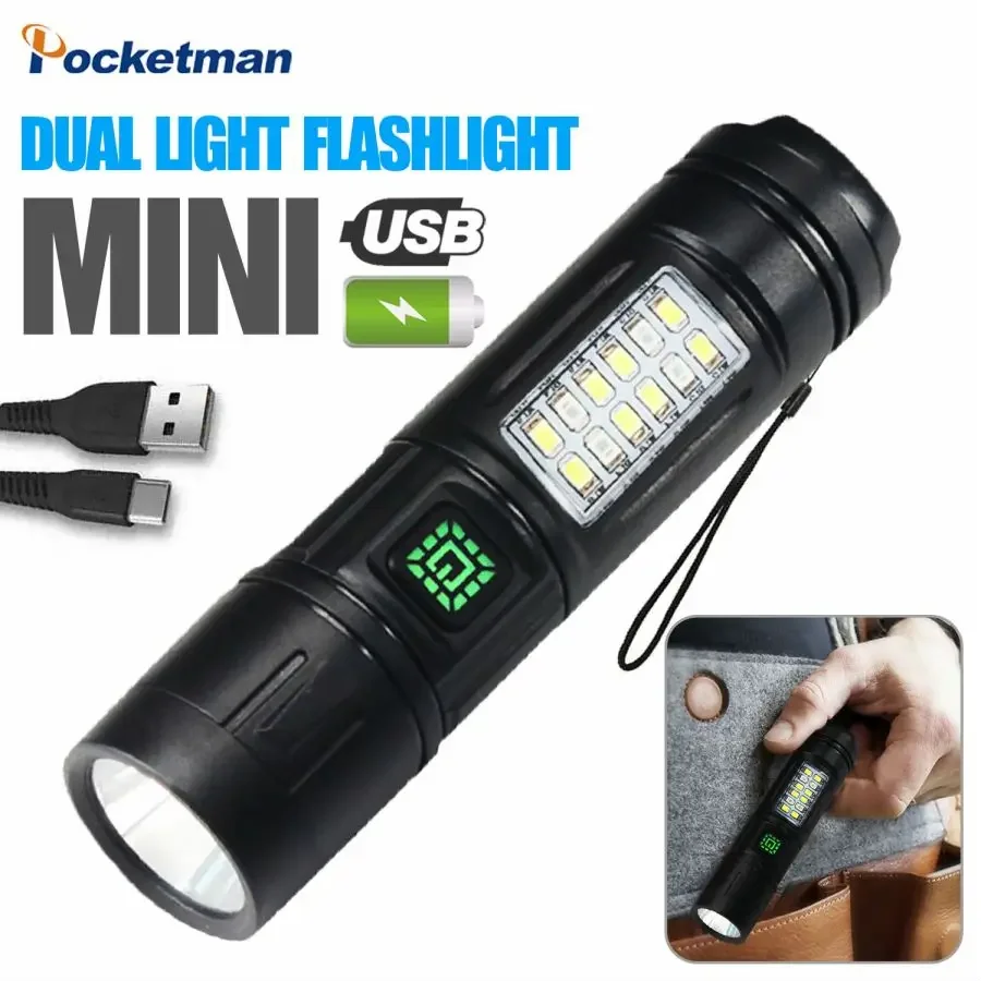 

Powerful Rechargeable Flashlight Outdoor Long Range Torch Built-in Battery Powered Super Bright Mini Flashlights