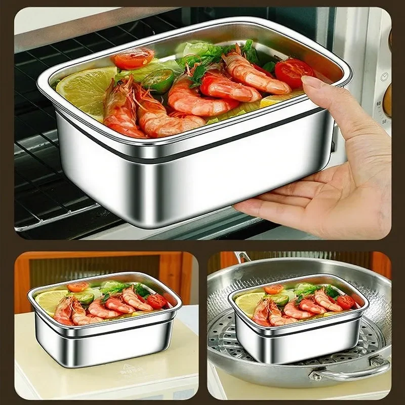 316 Stainless Steel Fresh-keeping Box Lunch Box Sealed Leak-proof Bento Box Picnic Salad Bowl Portable Fridge Food Container - Image 5