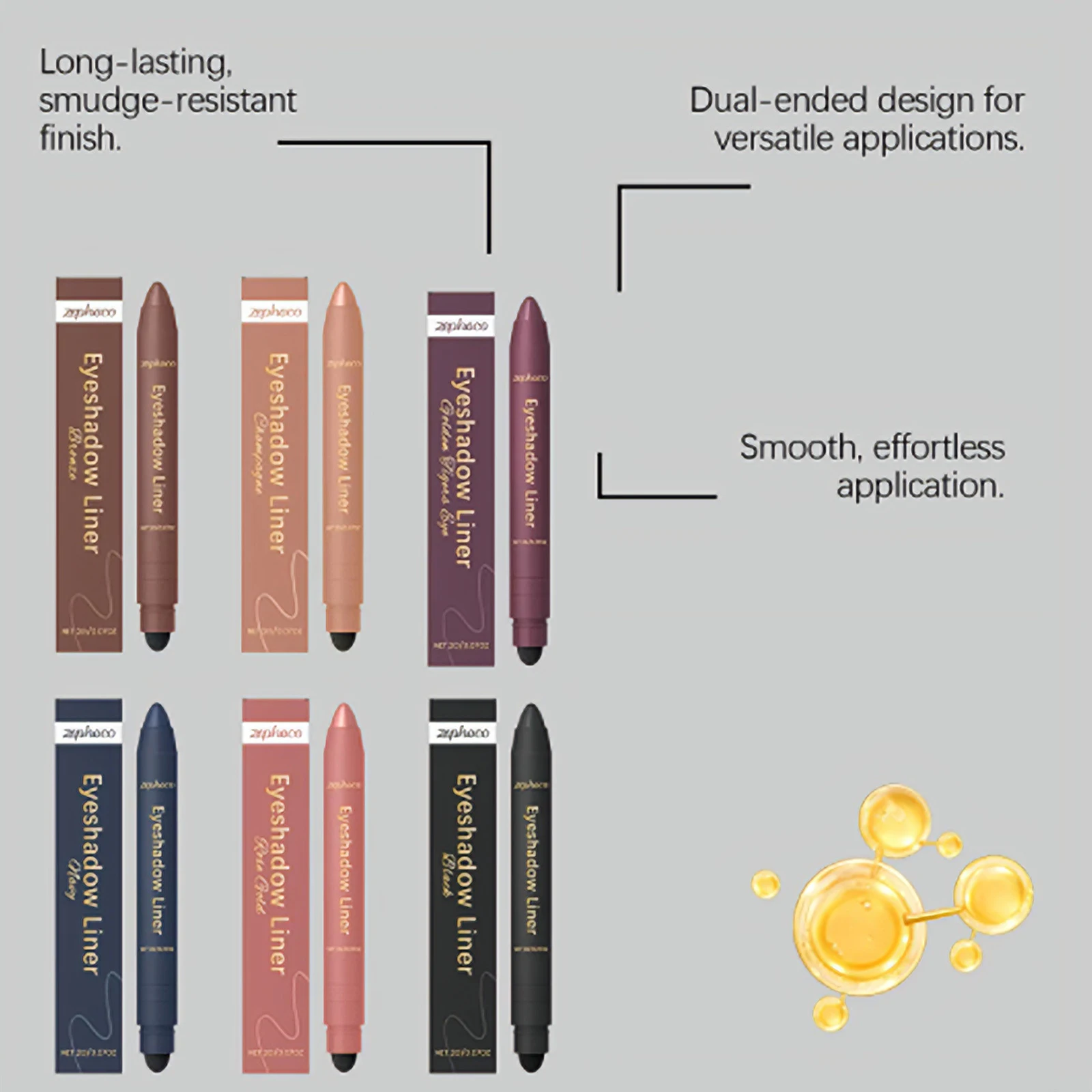 Matita ombretto eyeliner 2 in 1 Impermeabile Leggero Liscio Lunga durata Asciugatura rapida per principianti Matita per trucco occhi Incontri