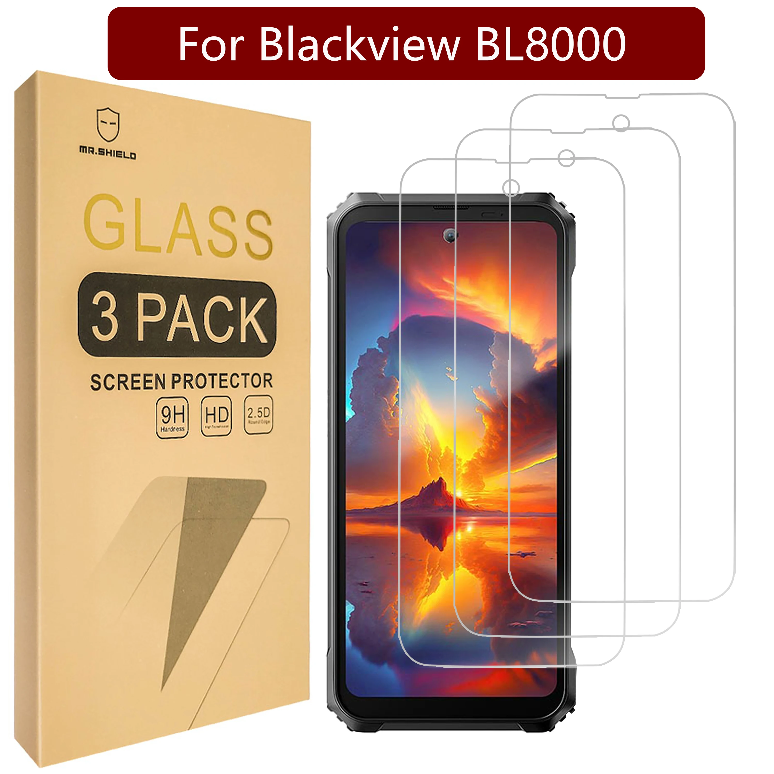 Mr.Shield Screen Protector compatible with Blackview BL8000 [Tempered Glass] [3-PACK] [Japan Glass with 9H Hardness]