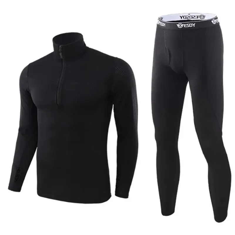 

ESDY New Winter Top Quality New Thermal Underwear Sets Men Compression Fleece Sweat Quick Drying Thermo Underwear Male Clothing