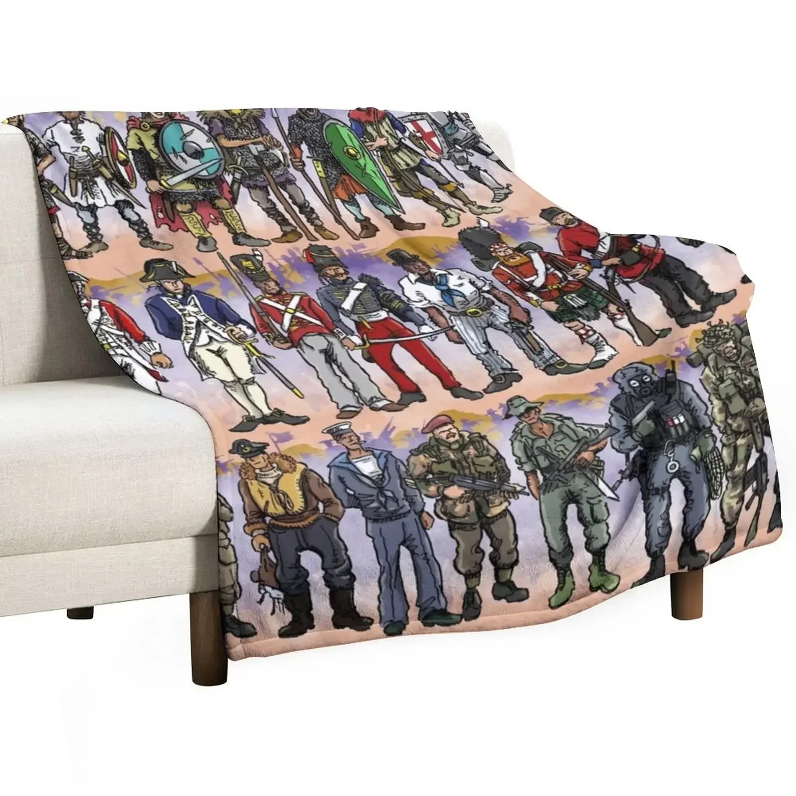 

British Military Uniforms Through The Ages Throw Blanket Custom Soft Plaid Sofa Throw Tourist Blankets