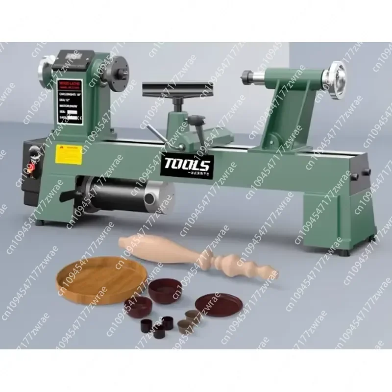 Variable Speed Wood Lathe Machine Belt Drive Manual Tool Post Woodworking Turning Equipment with Tailstock Chuck