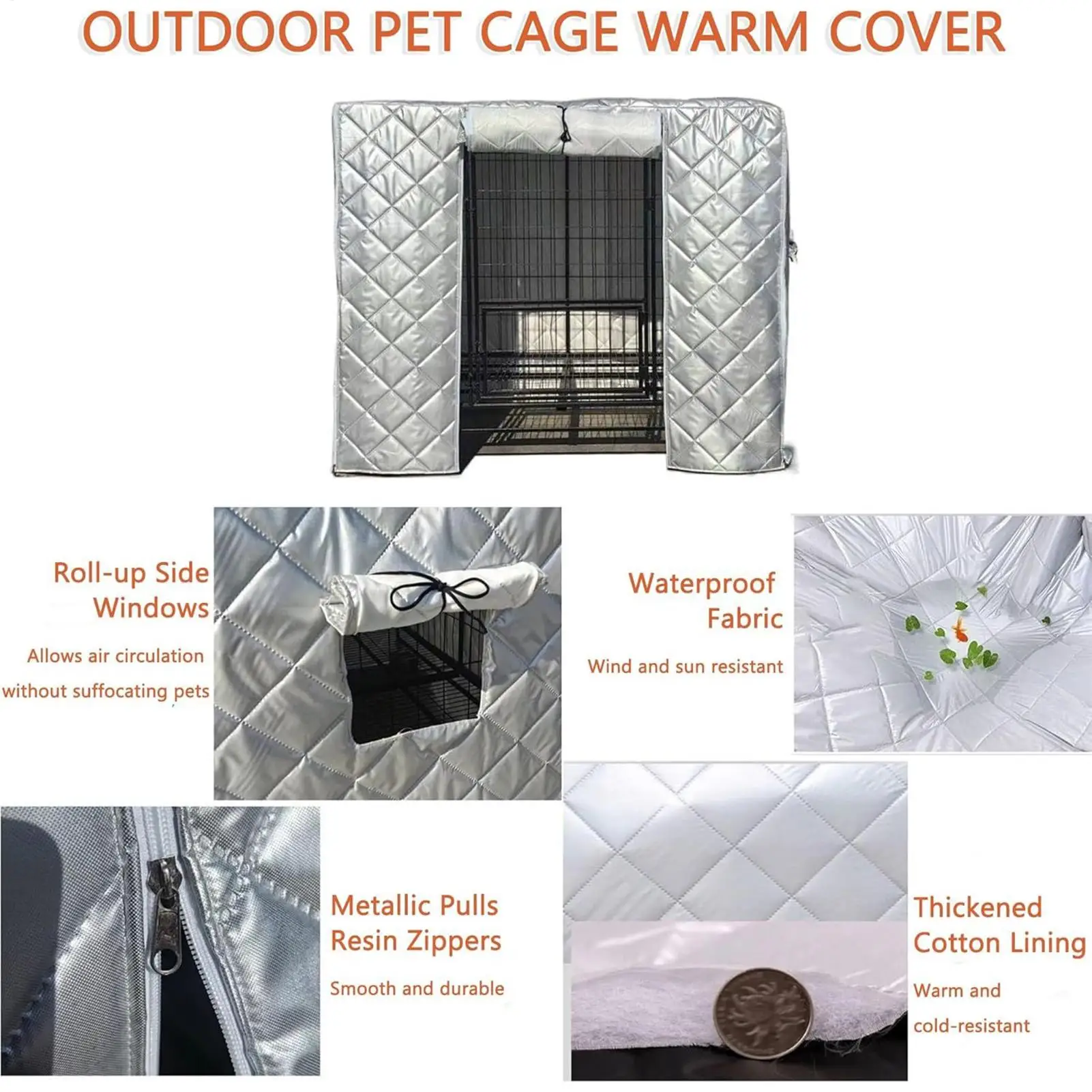 

Чехол для ящика для собак, защитные водонепроницаемые товары для домашних животных с дышащими свернутыми чехлами на боковые окна для клетки для собак в помещении