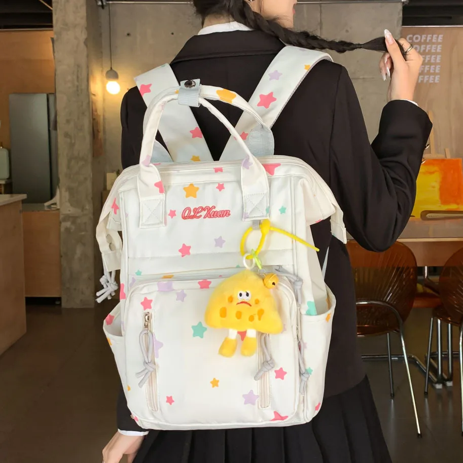 Colorful star backpack fresh leisure large capacity schoolbag cute handbag kawaii backpack