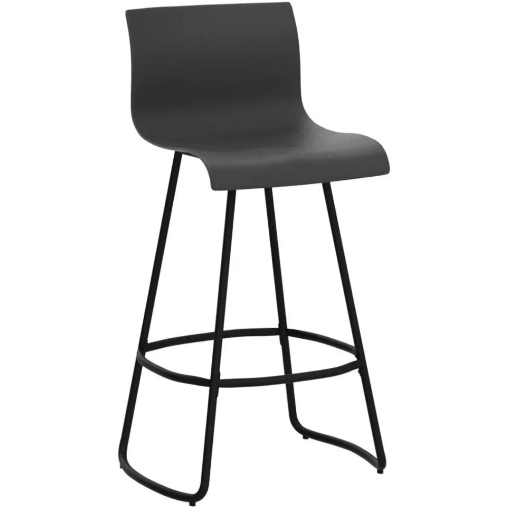 

​​Set of 4 Counter Bar Stools: 24" Modern Swivel Chairs with Back - Black Metal Stools​