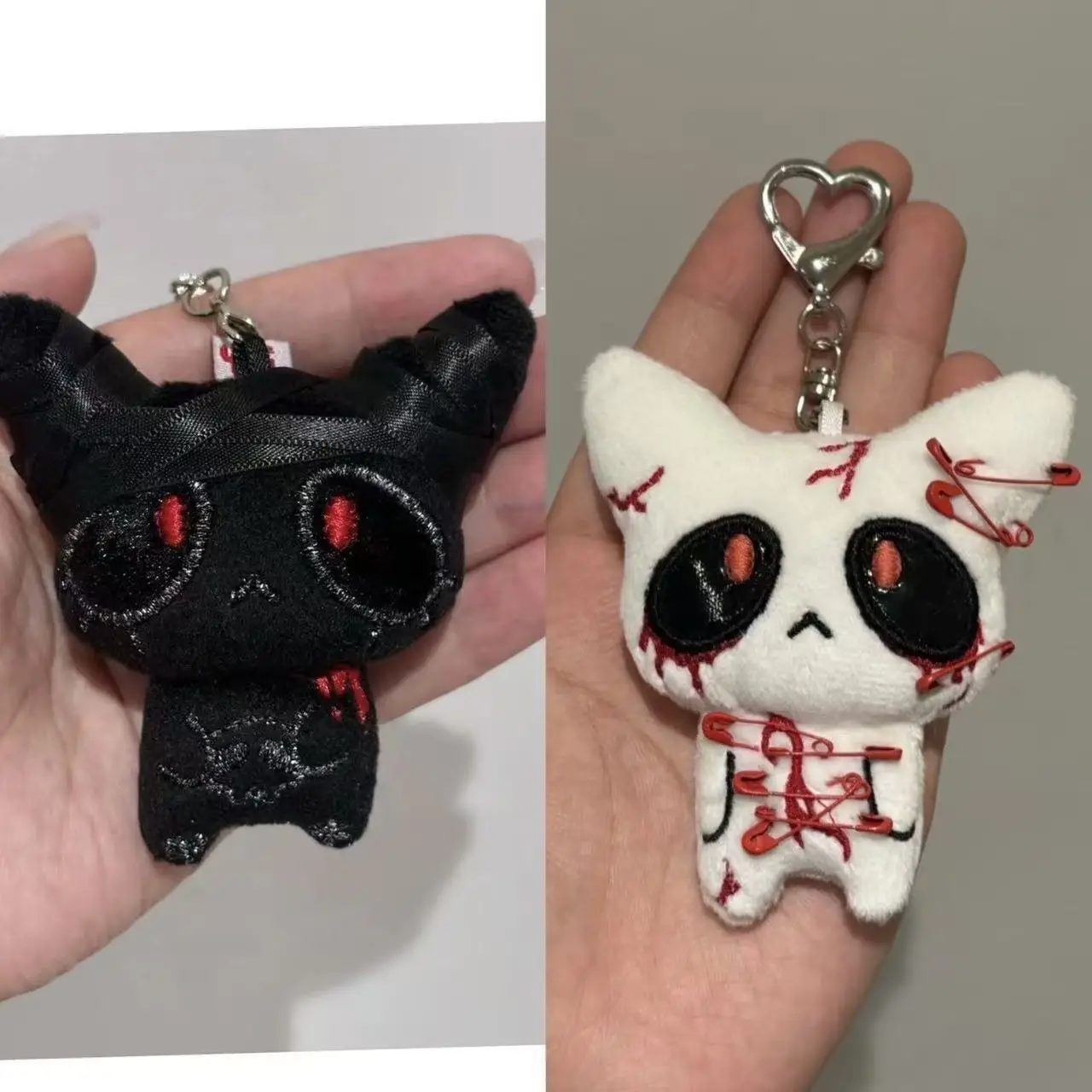 Porte-clés en peluche d'horreur d'halloween, poupée monstre sanglant effrayant, breloque de sac gothique, accessoires effrayants pour sac à dos, décor de fête Cosplay