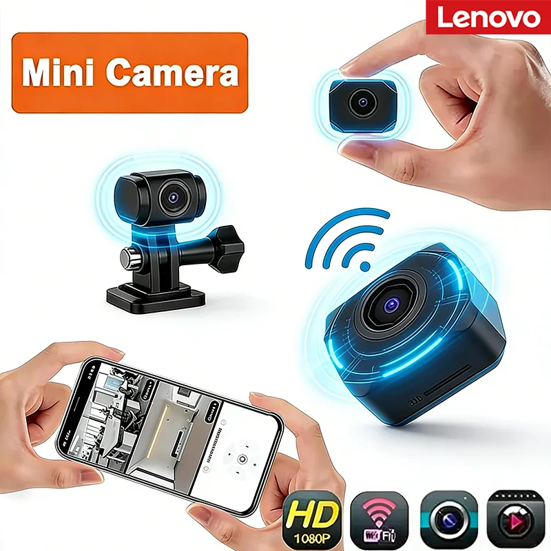 

Мини-камера видеонаблюдения Lenovo 2026 1080P HD для умного дома, Wi-Fi IP, удаленный мониторинг, легкая портативная видеокамера