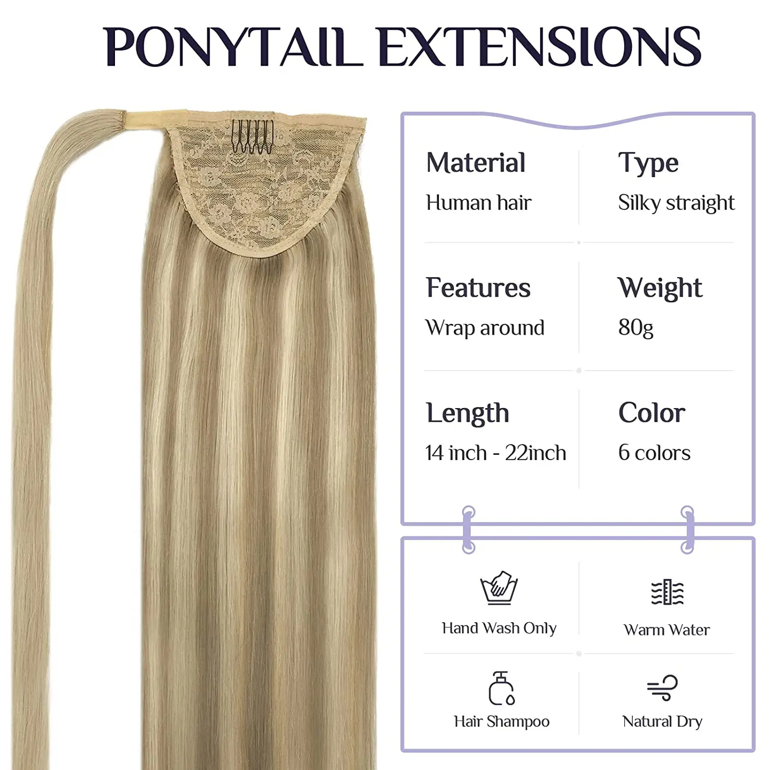 ذيل حصان مستقيم الشعر البشري التفاف حول ريمي ذيل حصان الشعر التمديد الطبيعية سميكة الشعر الحقيقي للنساء 75-90G #2