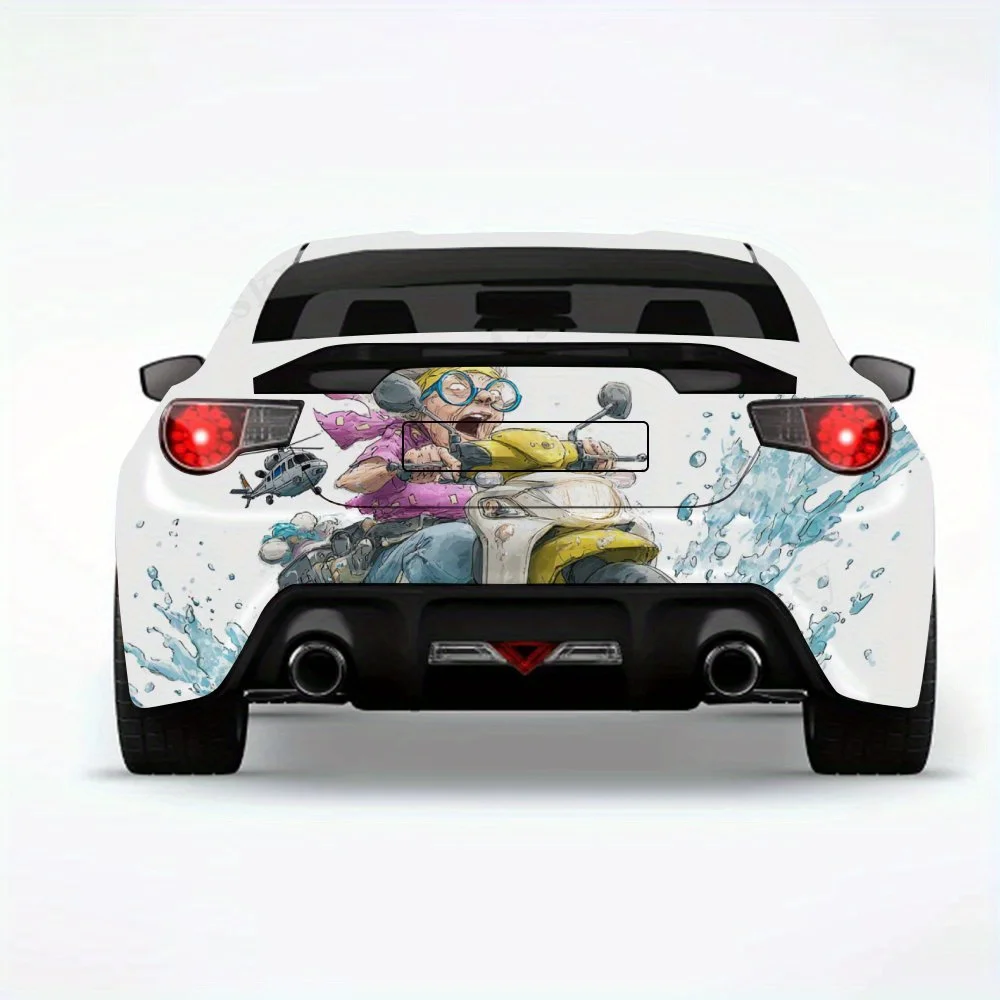 

Бабушка верхом на скутере, погона полиции — виниловая наклейка на заднюю часть автомобиля, водонепроницаемые самоклеящиеся виниловые наклейки для хвоста автомобиля и