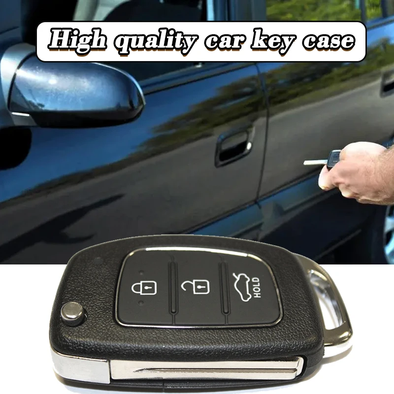 3 Button Flip Key Case For Hyundai I10 I20 I40 IX35 Santa Fe Remote Fob Car Lock Key Shell Replacement Auto Accessories