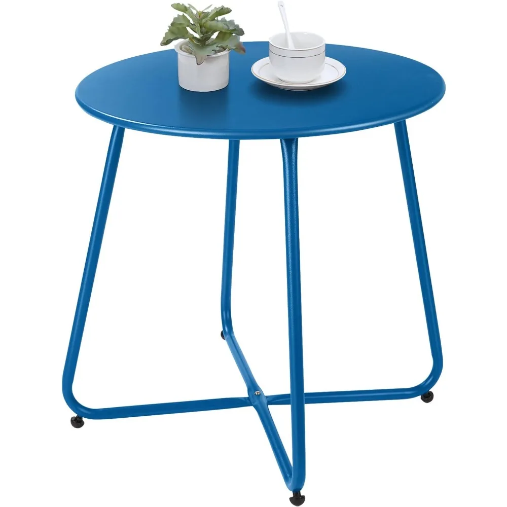 

Patio Outdoor Side Table Waterproof Round Metal Steel Small Side Table Weather Resistant Portable Outdoor and Indoor End Table