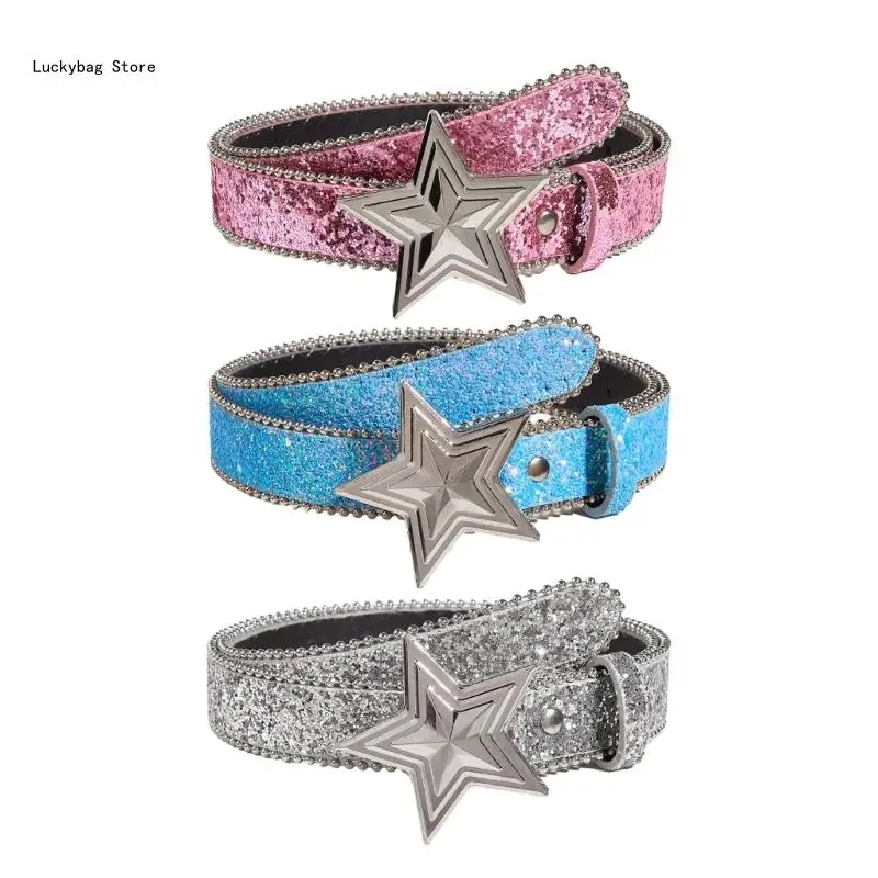 

Cowgirl Waist Chain Sparkling Sequins Star Chain Sexy Belt Shimmering Glitter