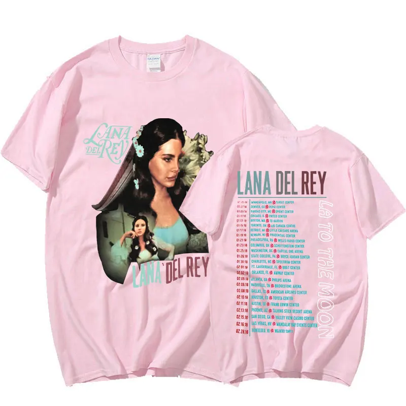 90s Singer Lana Del Rey La To The Moon Tour Print T-shirts Vintage Hip Hop Casual T Shirt Streetwear Fashion Harajuku Tee Shirt