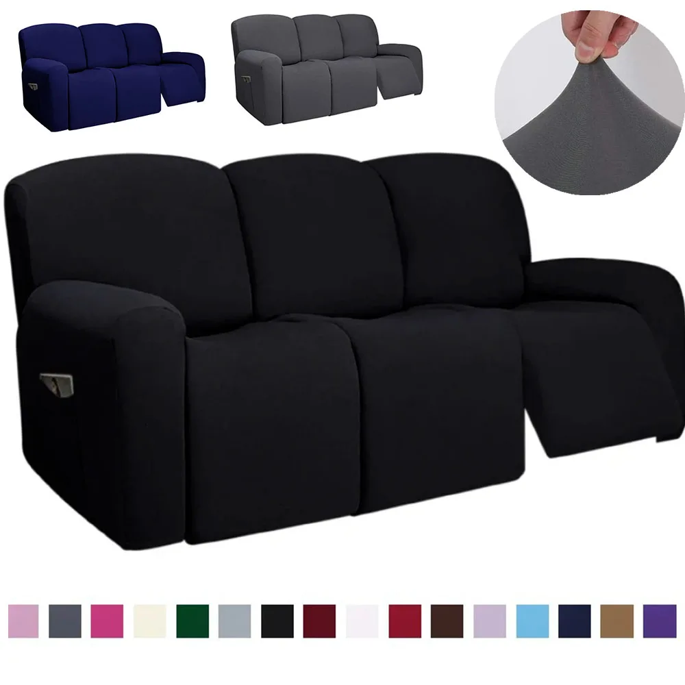 1/2/3 Seat Stretch Sectional Recliner Sofa Slipcover with Elastic Bottom Soft Washable Furniture Pet Protector Couch Cover