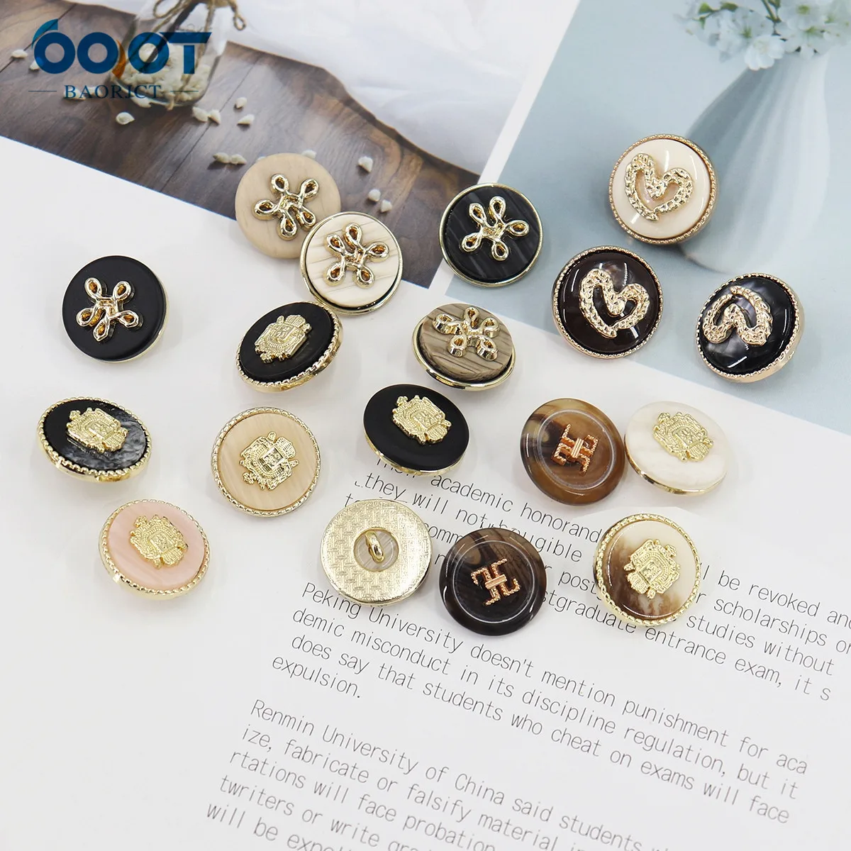 Metal Button Gold High-Quality Sweater Coat Decoration Buttons Accessories DIY 2Pcs/Lot X-160