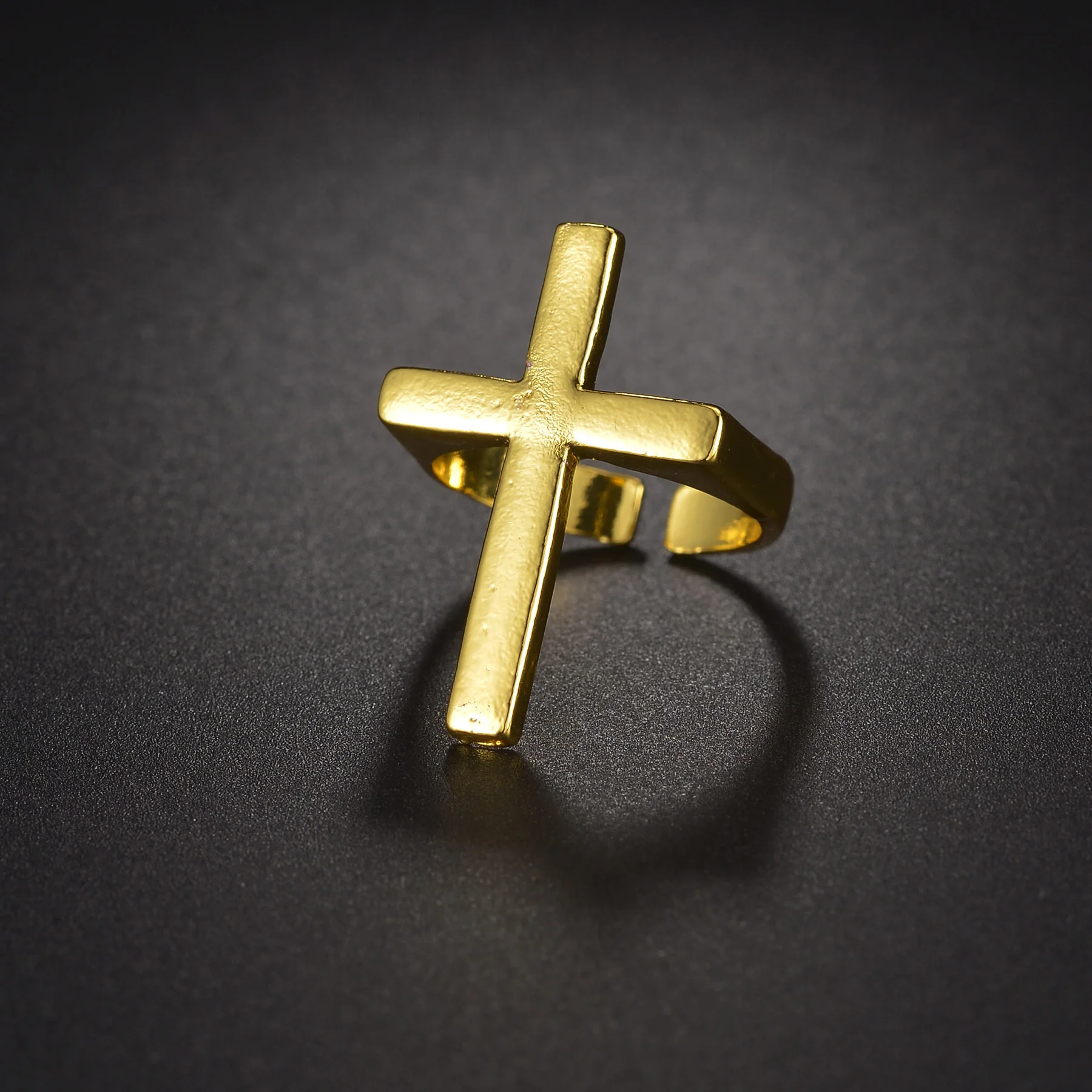 1PC Punk Vintage Black Big Cross Open Ring For Women Party Jewelry Men Trendy Gothic Gold Silver Color Finger Rings Anillo