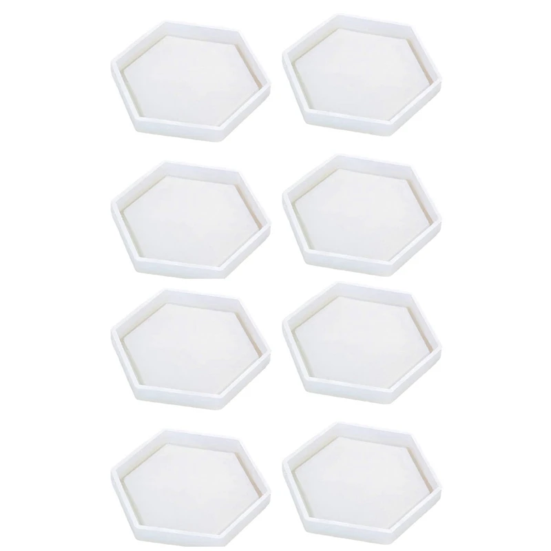 8 Pack Hexagon Silicone Coaster Molds Silicone Resin Mold, Clear Epoxy Molds For Casting With Cement And Polymer Clay