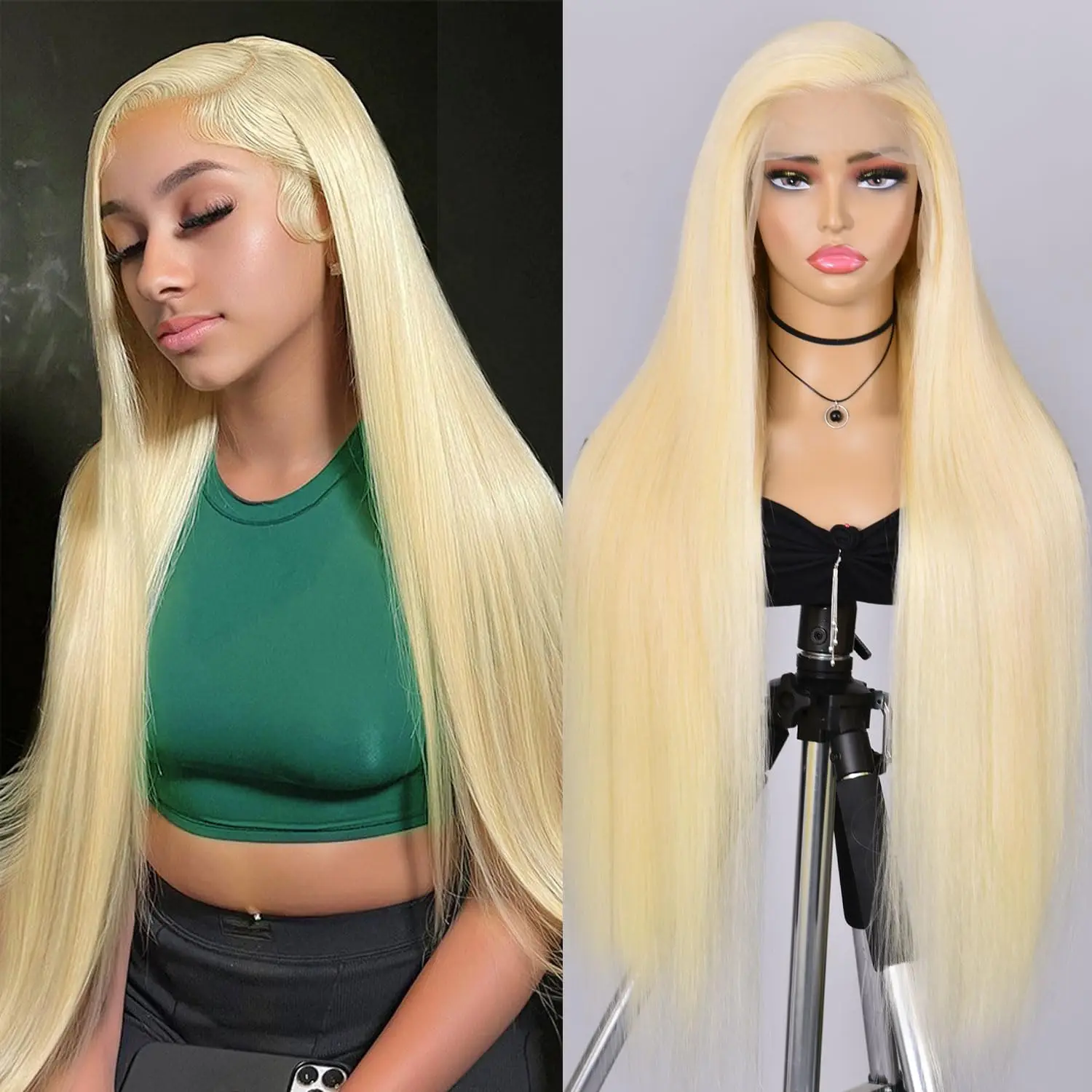 28 Inch 13x6 Lace Front Wig 613 Human Hair 200 Full Density Honey Blonde Wig Bleached Knots with Baby Hair 13x4 HD Lace Wig