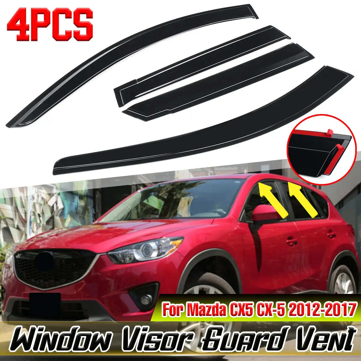 

CX5 CX-5 Car Window Wind Deflectors Tinted Guard For Mazda CX5 CX-5 2012-2022 Shelters Window Visor Rain Guard Vent Sun Shade