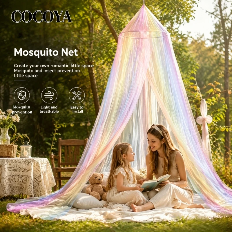 Summer Hanging Mosquito Net Bed Room Decoration Polyester Fabric Dome Mesh Canopy Bed Curtains for Ceiling Bed Camping Travel