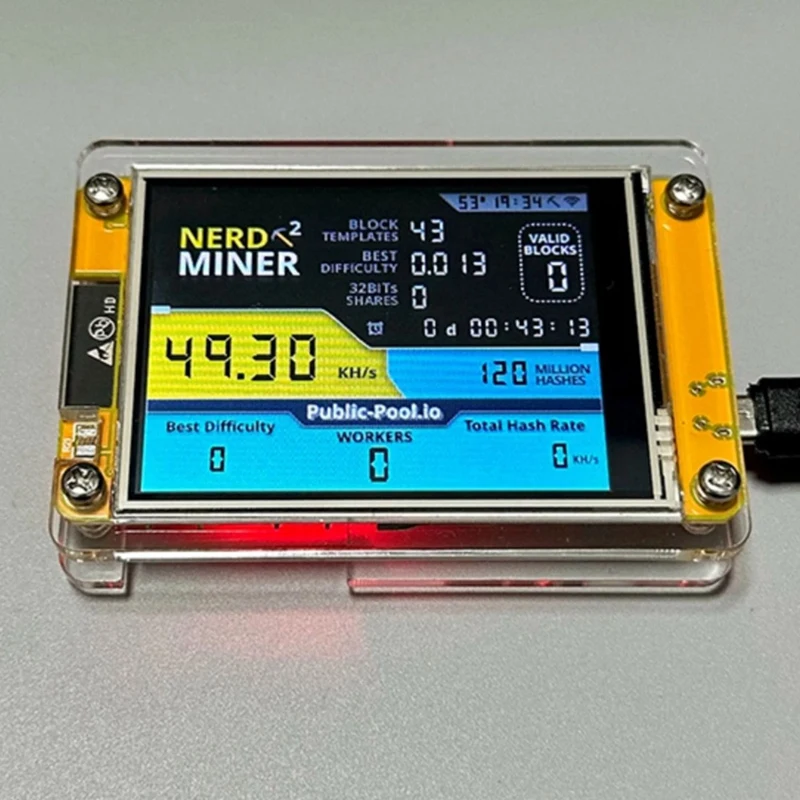 Crypto Bitcoin Mineiro Máquina De Mineração, Nerd Mineiro, BTC Solo Loteria, Nerd Mineiro, V2, 56KH, S, 2,8"