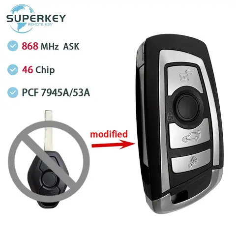 Modified Flip Remote Key 868MHz 5WK49127 5WK49125 CAS2 System Replacement ID46 PCF7953 For BMW 3 5 7 Series M5 X3 X5 E65 E60 E61