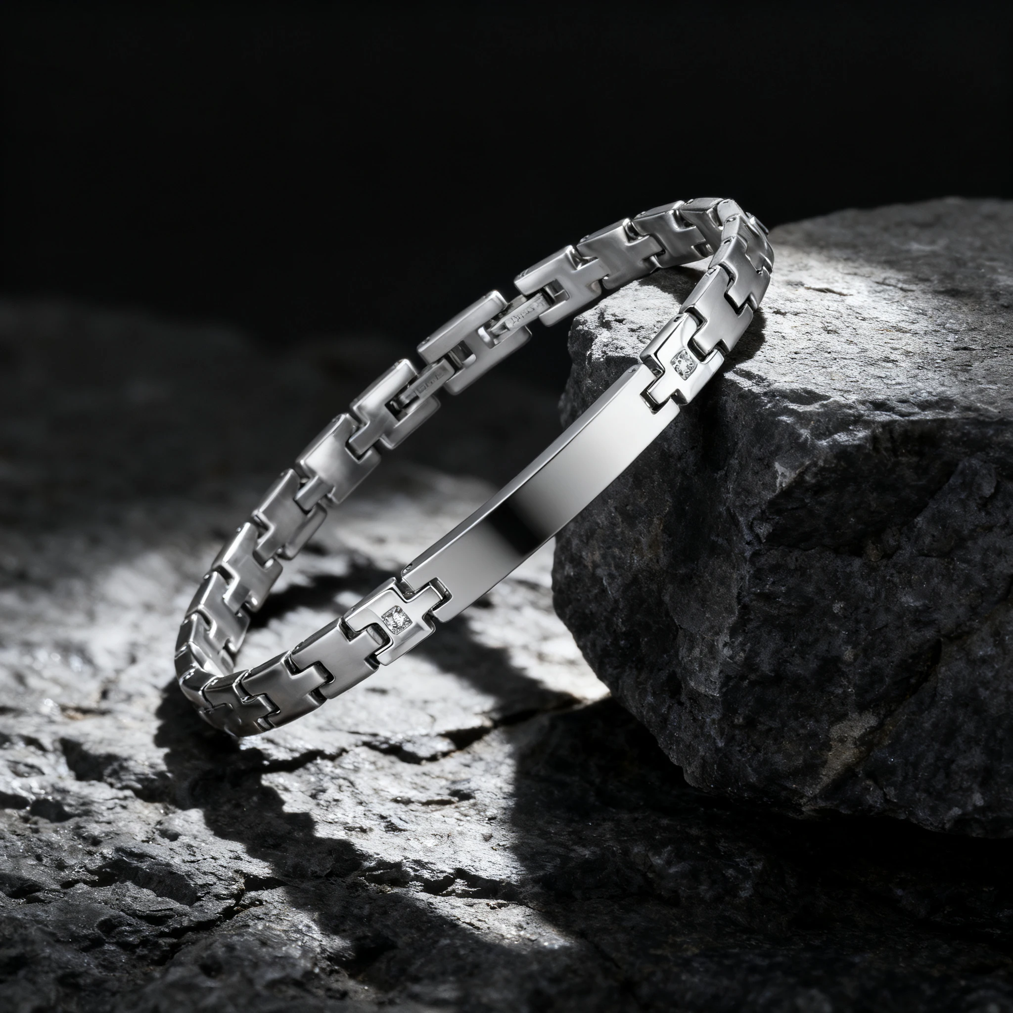 Runda Men's Stainless Steel Bracelet with Wrist Bands Embed Zircon Adjustable Size 22cm Fashion Bracelet Luxury Brand for Men - Image 5