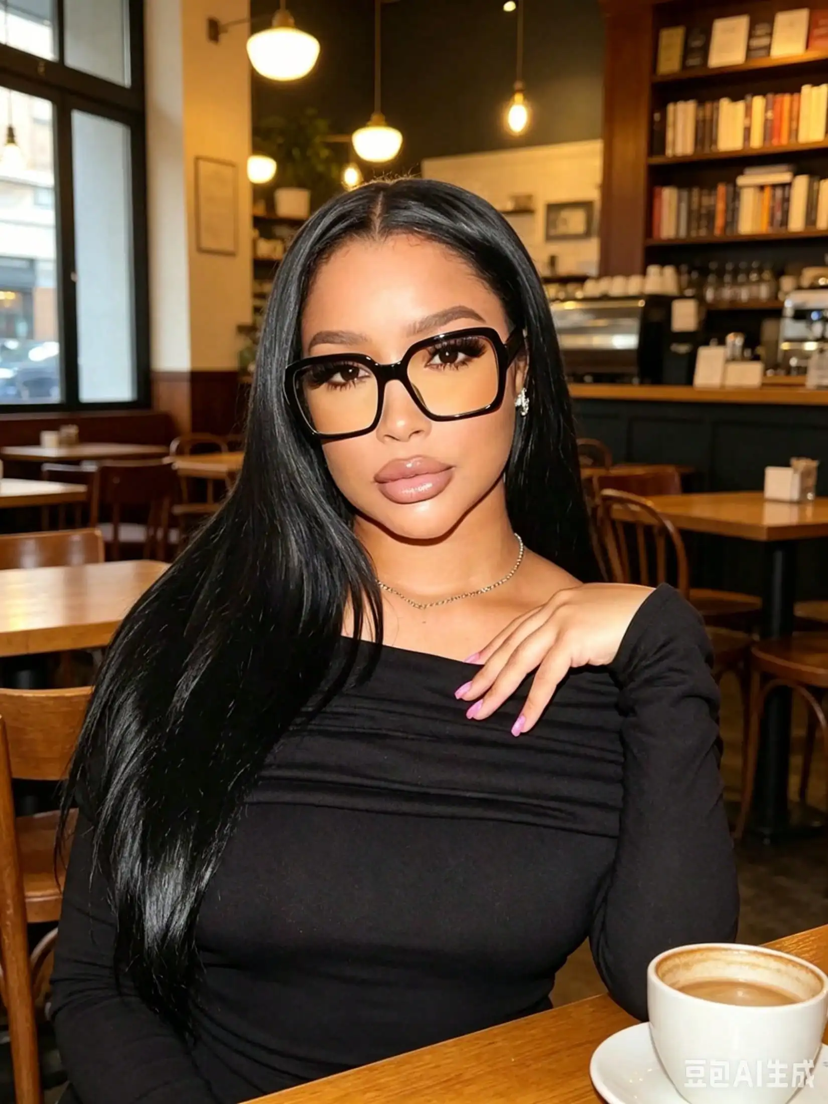 The Lady's Black Square Minimalist Glasses Have A Retro Style. With Transparent Lenses, They Offer Sun Protection. They Are Perfect For School And Daily Wear, And Are A Fashionable And Practical Accessory. It's The Best Choice As A Gift. - Image 3