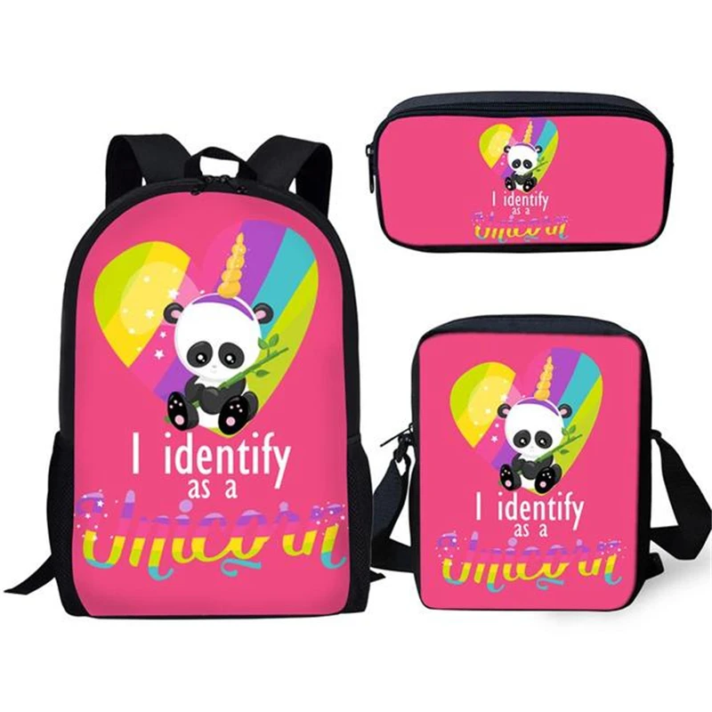 

Classic Fashion Novelty Panda 3D Print 3pcs/Set pupil School Bags Laptop Daypack Backpack Inclined shoulder bag Pencil Case