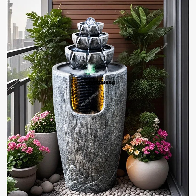 Fountain floor-to-ceiling living room entrance office store relocation new home indoor landscape landscaping