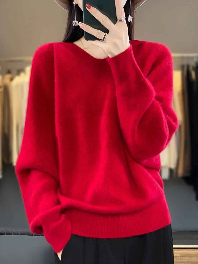 Fashion Female 100% Merino Wool Shawl Scarf Sweater  Cashmere Cardigan Sweater Women Autumn Winter Soft Warm Pure Color Tops