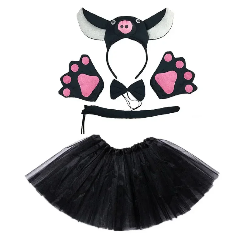 Animal Costume Ear Headband Tail Claw Gloves Tutu Skirt Birthday Party Makeup Props Gifts Halloween Cosplay Props