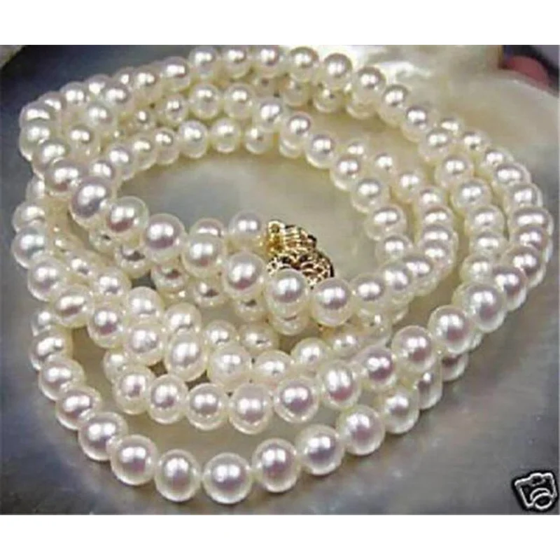 Beautiful! 7-8mm White Akoya freshwater Cultured Pearl Necklaces 16-50"inch