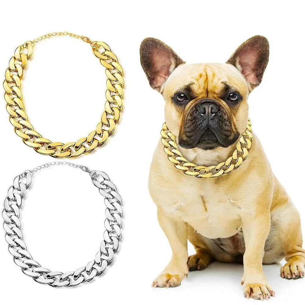 No Discoloration Plastic Pet Accessory Small Dog Not Fade for French Bulldog Pet Chain Cat Collar Dog Gold Chain Dog Necklace