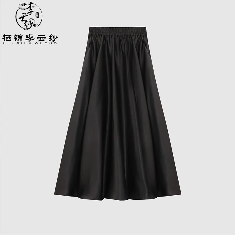 LI SILK CLOUD Dress High Waist Slimming Draping Mulberry Silk Autumn Midi Dress