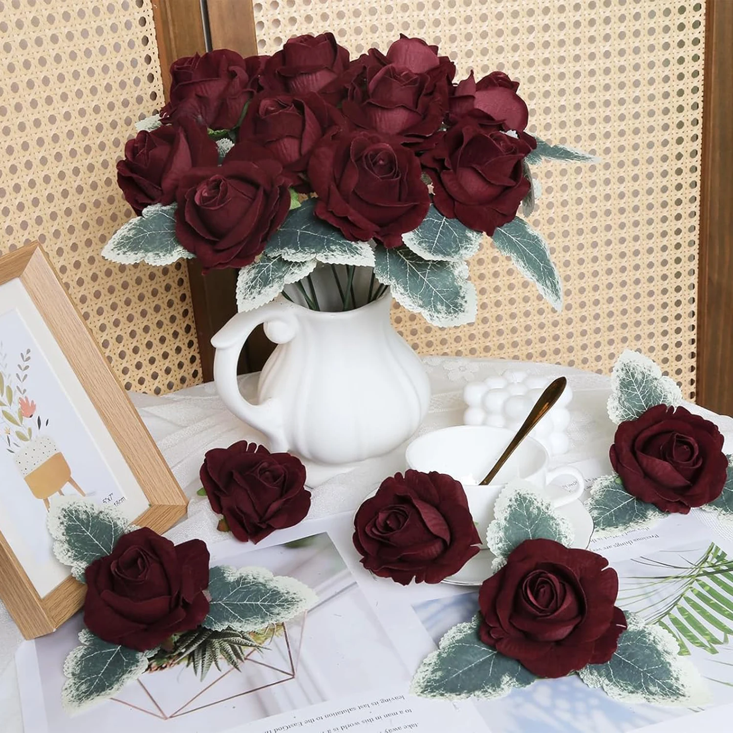 50/100 Stück Künstliche Blumen Seidenrosen für Zuhause, Großhandel, Garten, DIY-Geschenke, Süßigkeitenbox, Scrapbooking, Hochzeit, Brautstrauß – Detail 5