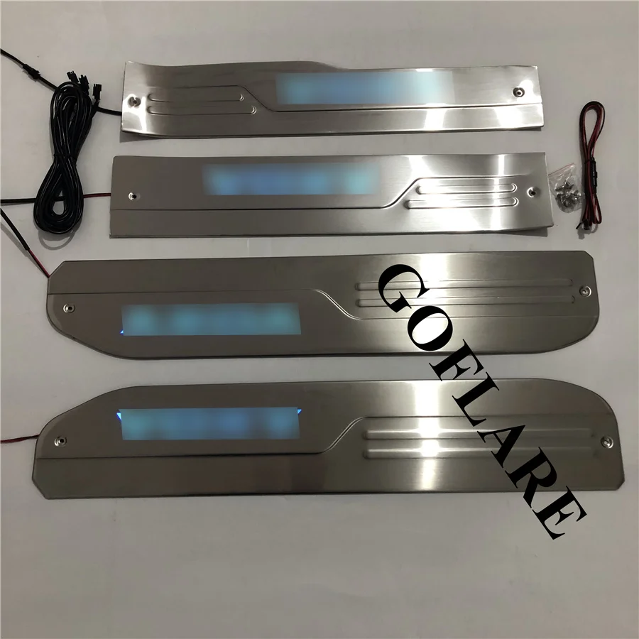 For Toyota NOAH VOXY 70 Led Door Sill Scuff Plate Sill Welcome Pedal Entry Guard Cover threshold stainless Car Accessories