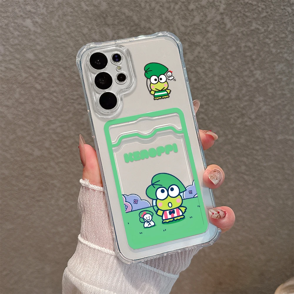 Funda con tarjetero de Anime Kero Kero Keroppi para Samsung A73 A72 A71 A55 A54 A53 A52 A35 A34 A33 A25 A24 A23 A15 A14 A05 5G