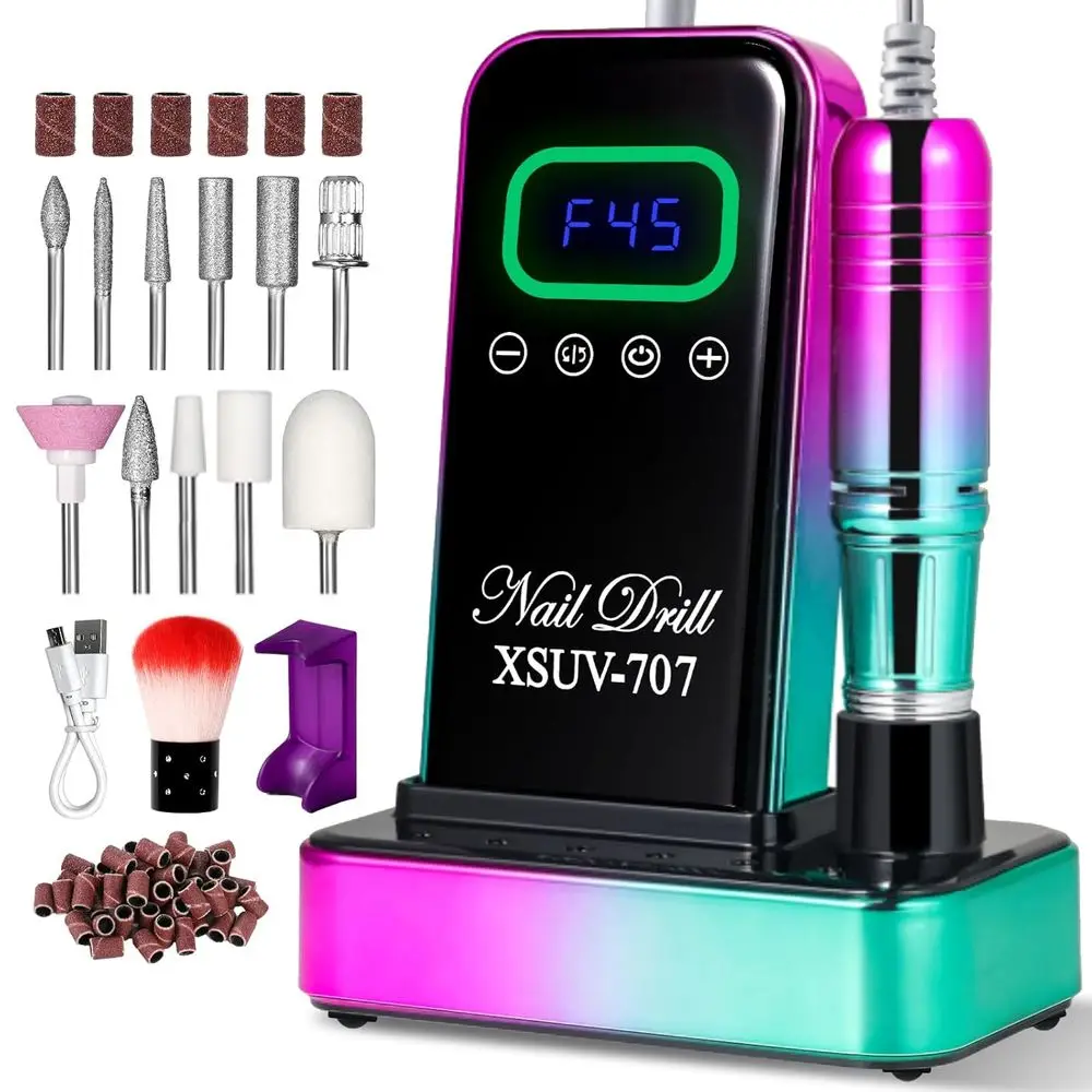

45000 RPM Rechargeable Electric Nail Drill Kit for Acrylic Removal and Manicure Pedicure (Green)