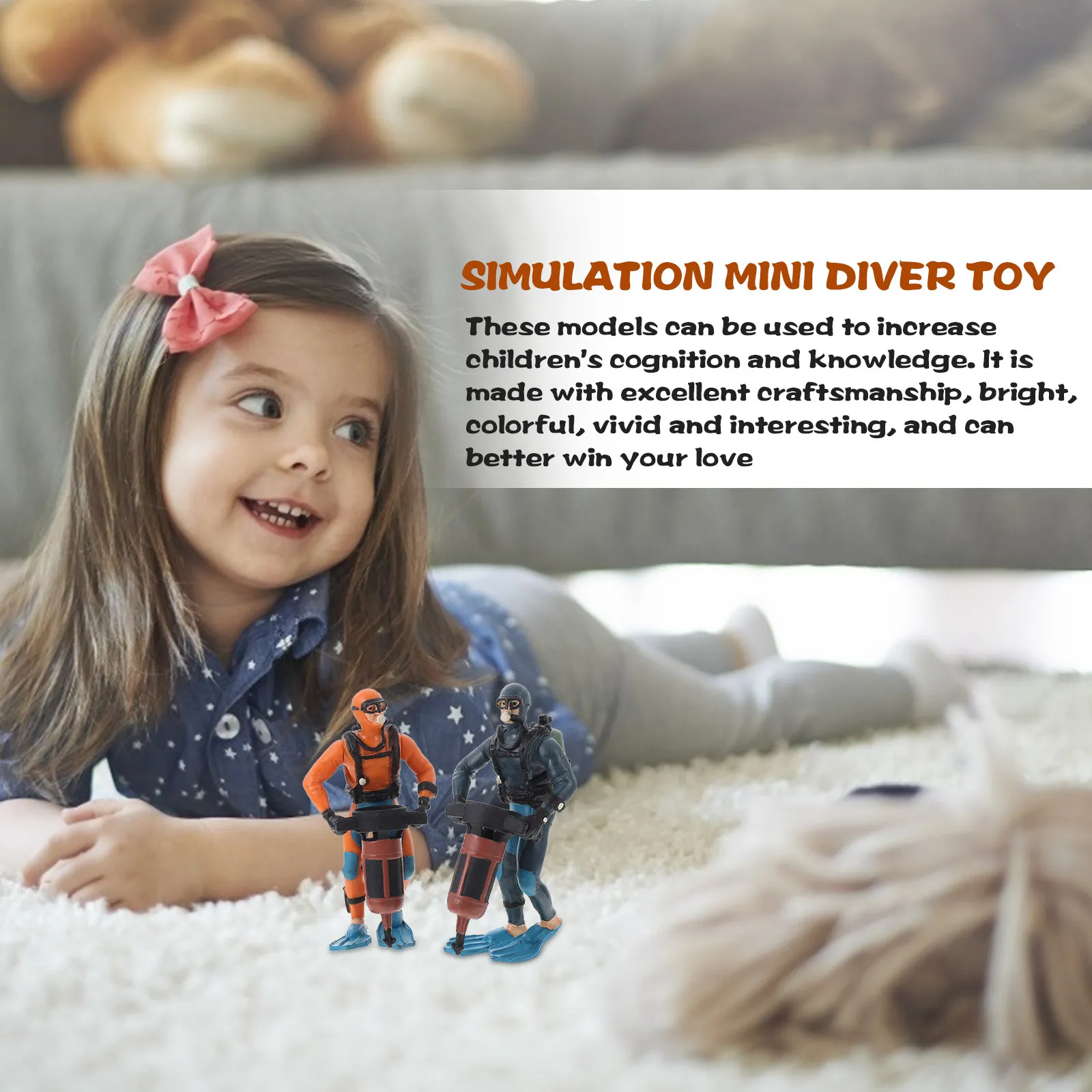 

2Pcs Colorful Diver Simulation Ornament Realistic PVC Desktop Decoration Educational Landscape Accent for Children Home Display