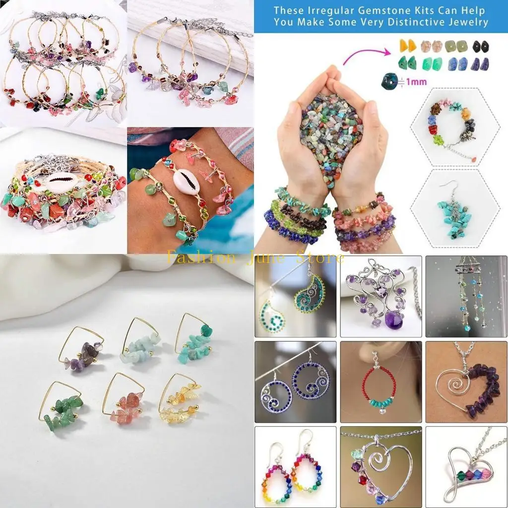 

N5KA Natural Irregular Gemstones Beads Jump Rings Ear Hooks Pliers Lobster Clasps