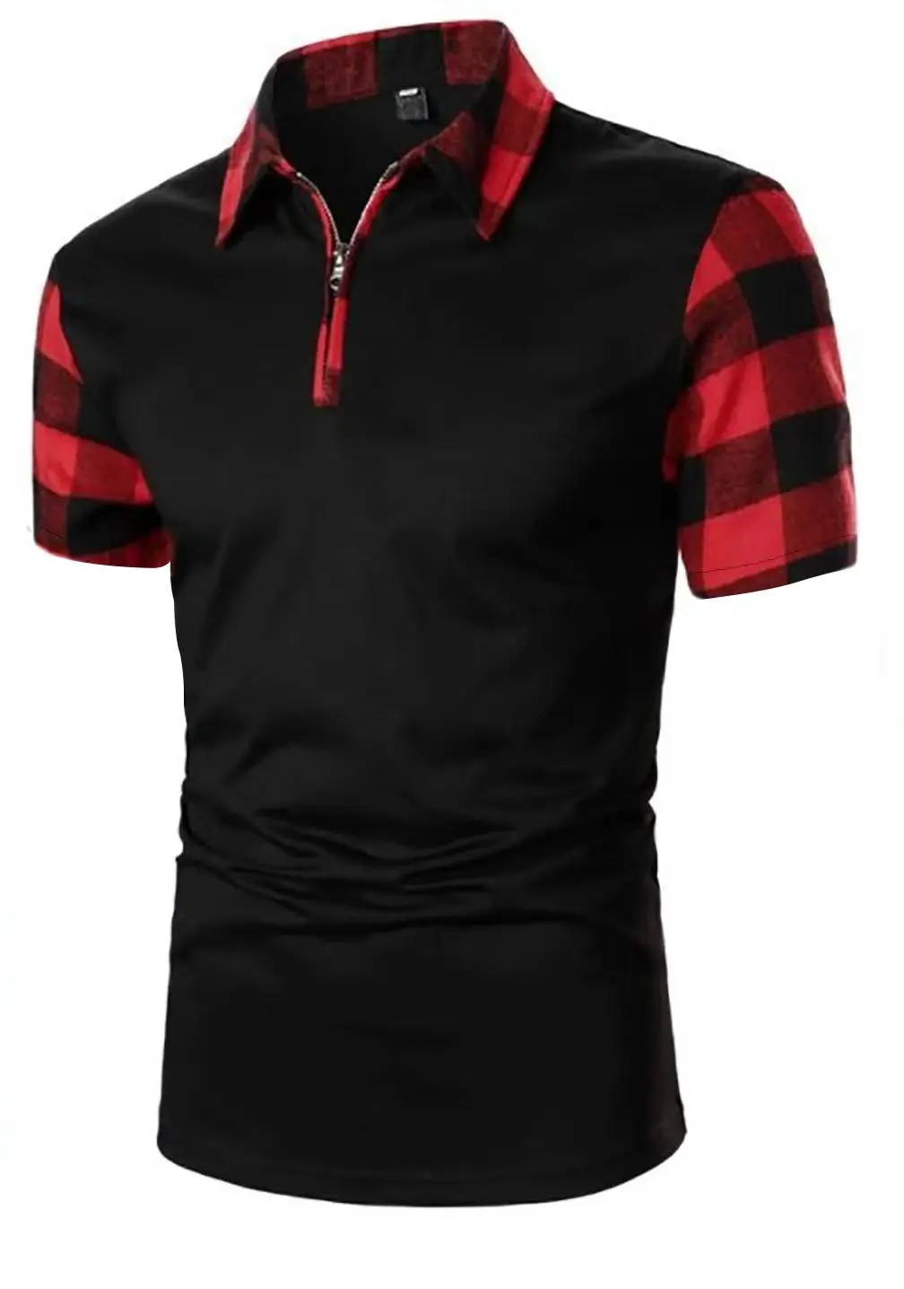 

2024 Summer Oumei Men's Checkered Patched Short sleeved Men's T-shirt Casual Fashion Polo Shirt